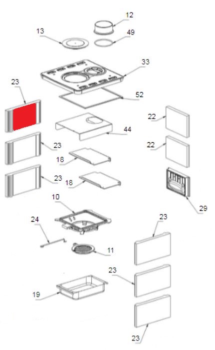 La Nordica Tea Seitenstein links oben Explosionszeichnung La Nordica Tea Seitenstein links oben Explosionszeichnung