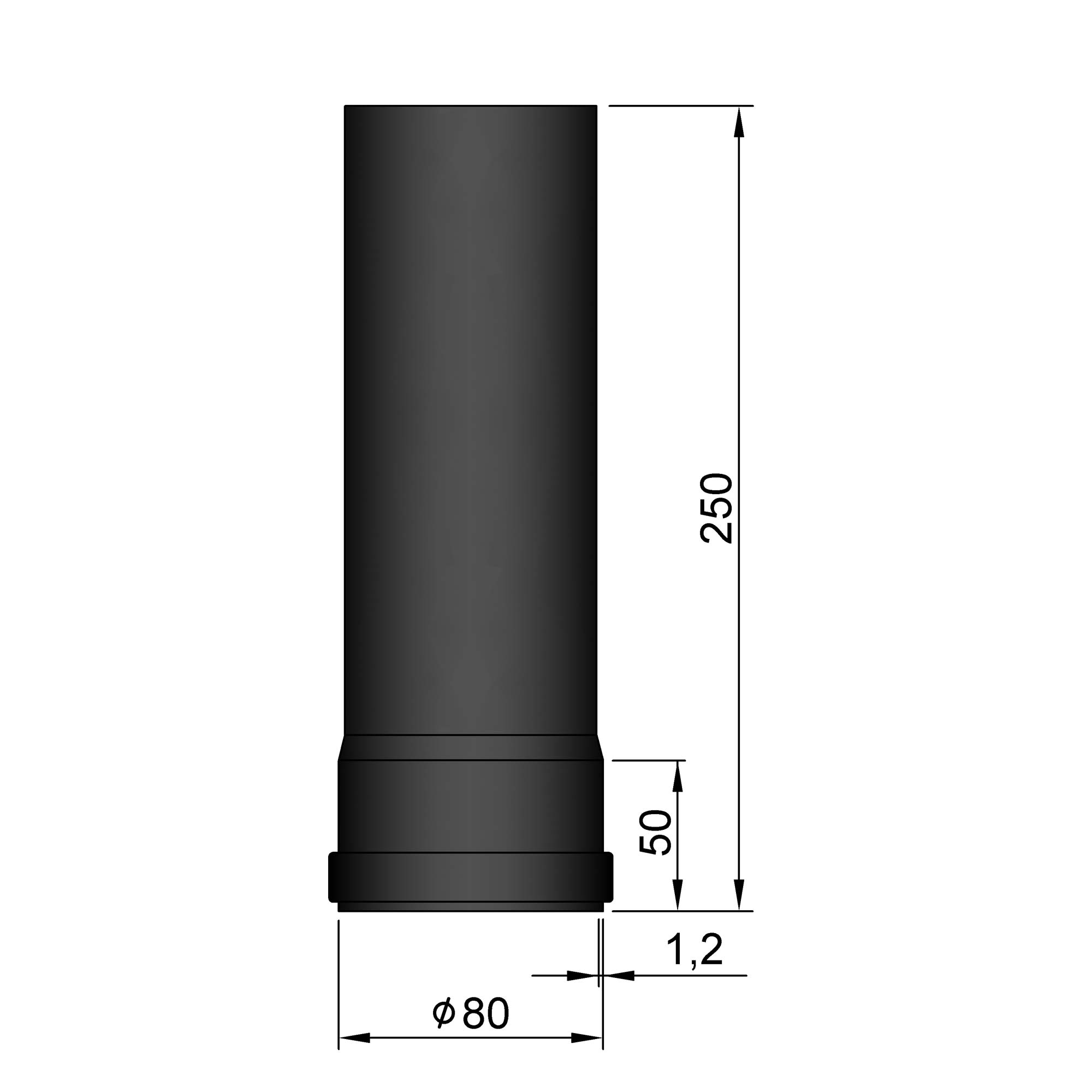 Pellet-Ofenrohr Stahl 250 mm schwarz SM19-110