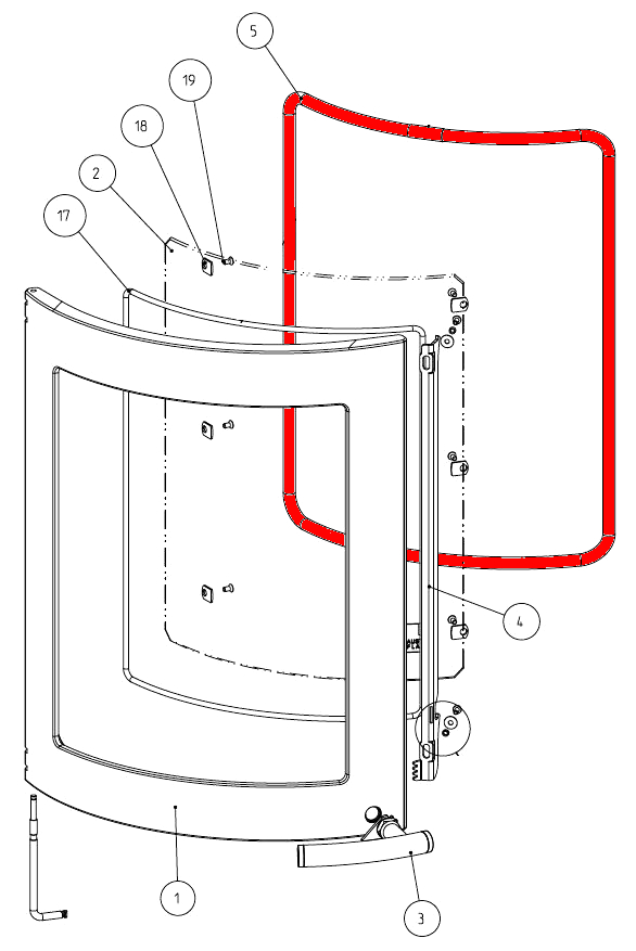 Austroflamm Uno Back uszczelka drzwi komora paleniskowa Austroflamm Uno Back uszczelka drzwi komora paleniskowa