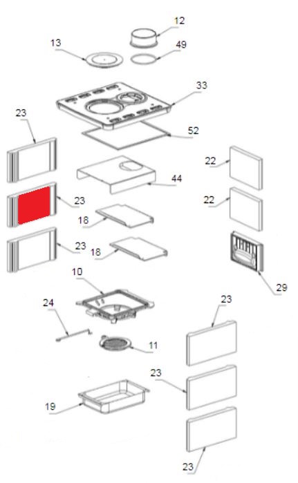 La Nordica Tea Seitenstein links mittig Explosionszeichnung La Nordica Tea Seitenstein links mittig Explosionszeichnung