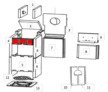 Wamsler Calor F Vorderstein oben A Explosionszeichnung Wamsler Calor F Vorderstein oben A Explosionszeichnung
