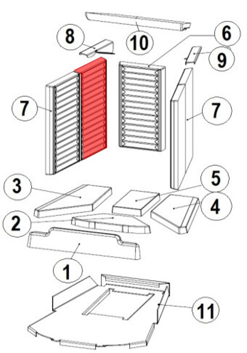 Austroflamm Ceres 450/680 cegła boczna z lewej strony z tyłu J Austroflamm Ceres 450/680 cegła boczna z lewej strony z tyłu J