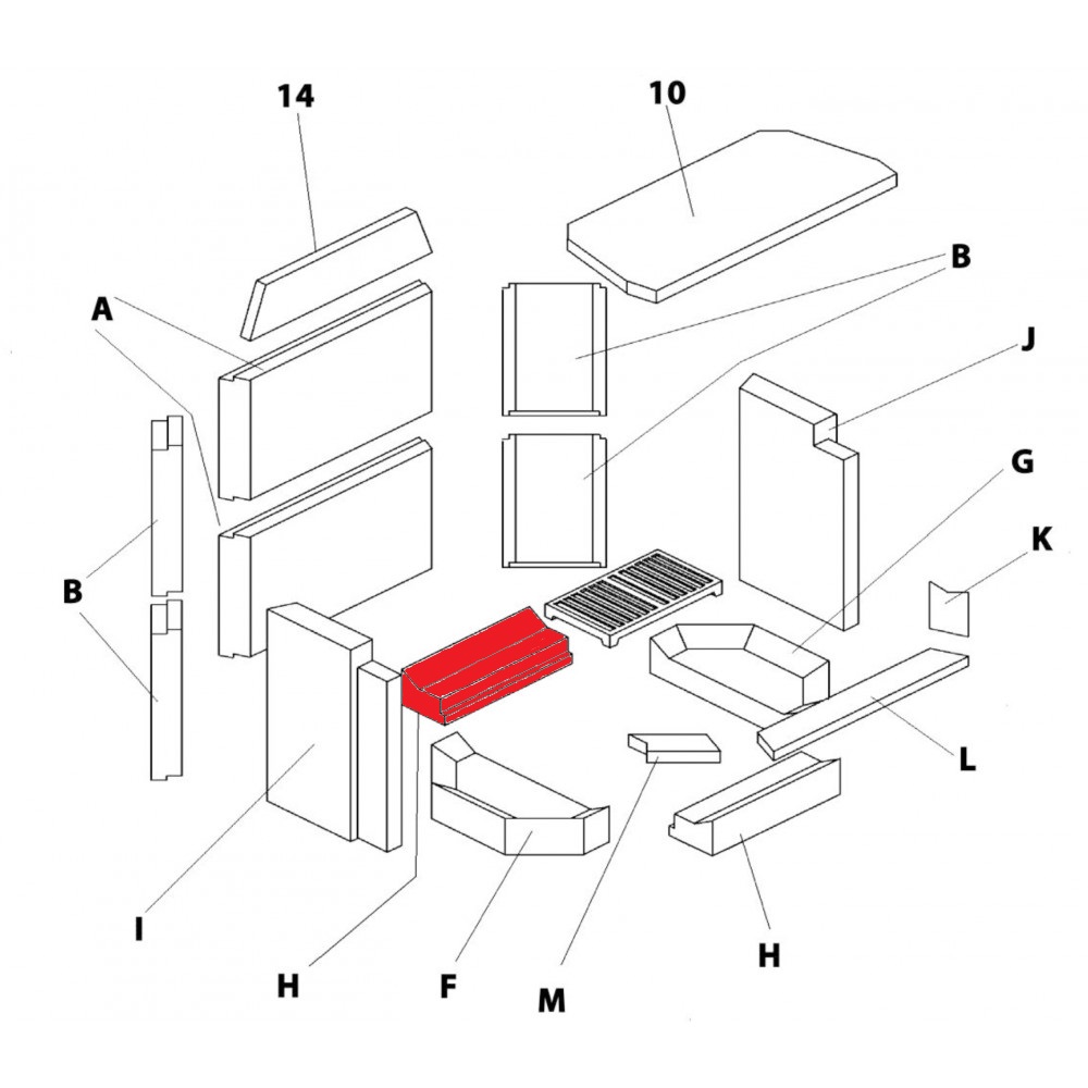 Haas+Sohn Adelboden Bodenstein hinten Feuerraumstein Haas+Sohn Adelboden Bodenstein hinten Feuerraumstein