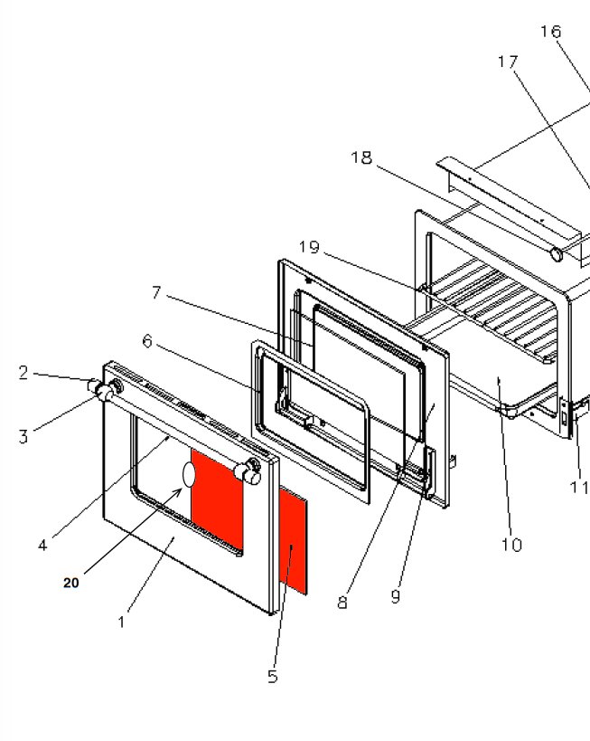 Wamsler K176A-70 Sichtscheibe außen für Bratrohr Glaskeramik 