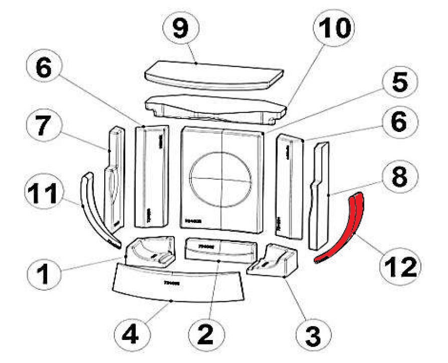 Austroflamm Clou compact Seitenstein rechts vorne Keramottstein Austroflamm Clou compact Seitenstein rechts vorne Keramottstein