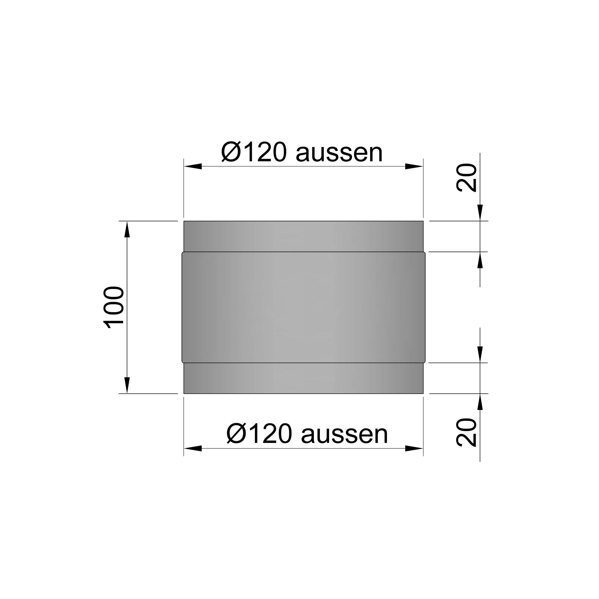 Verbindungsstück Rauchrohr Stahl unlackiert SM12-880