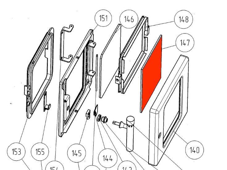 Wamsler K128F Sichtscheibe außen Heiztür Wamsler K128F Sichtscheibe außen Heiztür