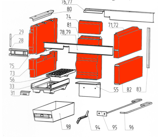Wamsler K128F Feuerraumauskleidung A Wamsler K128F Feuerraumauskleidung A