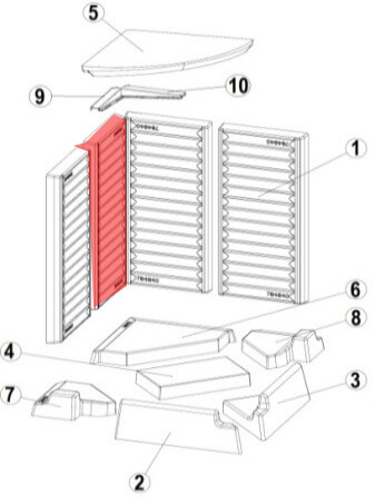 Austroflamm 55x55x51 K eck Achterste muur steen links Austroflamm 55x55x51 K eck Achterste muur steen links
