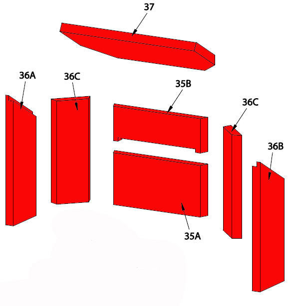Königshütte Corvus Feuerraumauskleidung Explosionszeichnung Königshütte Corvus Feuerraumauskleidung Explosionszeichnung