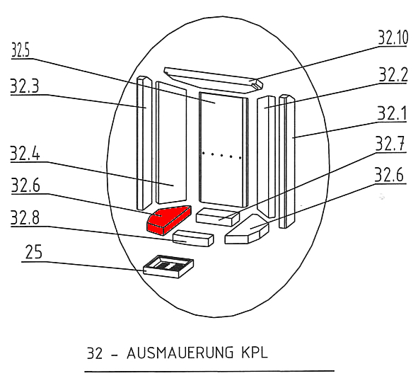 Oranier Arktis 5 Bodenstein links A liegender Feuerraumstein Oranier Arktis 5 Bodenstein links A liegender Feuerraumstein