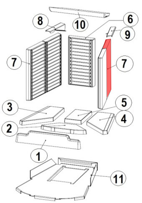 Austroflamm Ceres 450/570 cegła boczna z prawej strony z tyłu J Austroflamm Ceres 450/570 cegła boczna z prawej strony z tyłu J