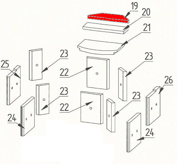Fireplace Antibes Zugumlenkung oben Prallplatte Fireplace Antibes Zugumlenkung oben Prallplatte