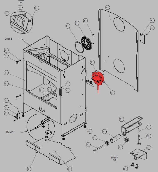 Austroflamm Pallas Back Toevoerluchtsysteem Austroflamm Pallas Back Toevoerluchtsysteem