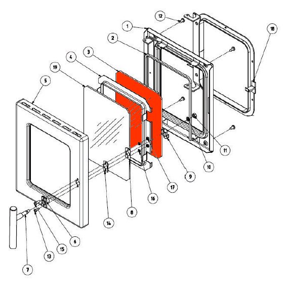 Wamsler K176F/A-70 vitre intérieur porte de chambre de combustion Wamsler K176F/A-70 vitre intérieur porte de chambre de combustion