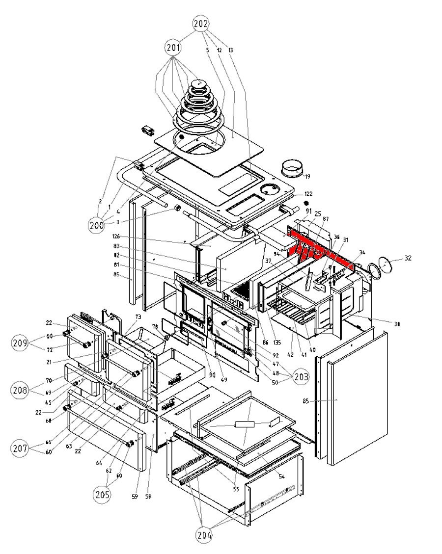 Wamsler K185F/A Achterpaneel B Wamsler K185F/A Achterpaneel B