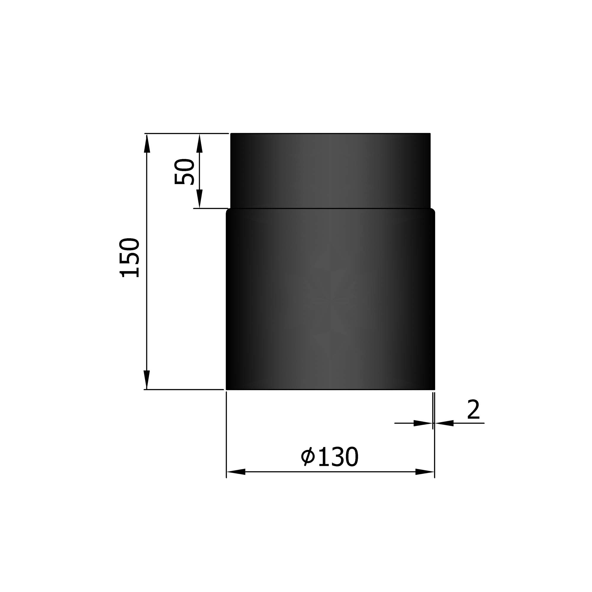 Rauchrohr Stahl 150 mm schwarz SM13-100