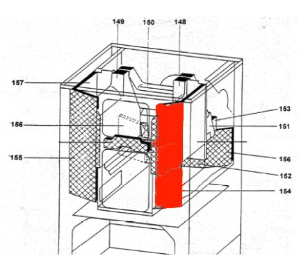 Wamsler K150 Isolatiesteen rechts voorkant Wamsler K150 Isolatiesteen rechts voorkant