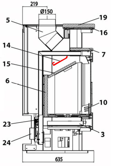 Haas-Sohn Kuopio 265.17 røgvenderplade oven