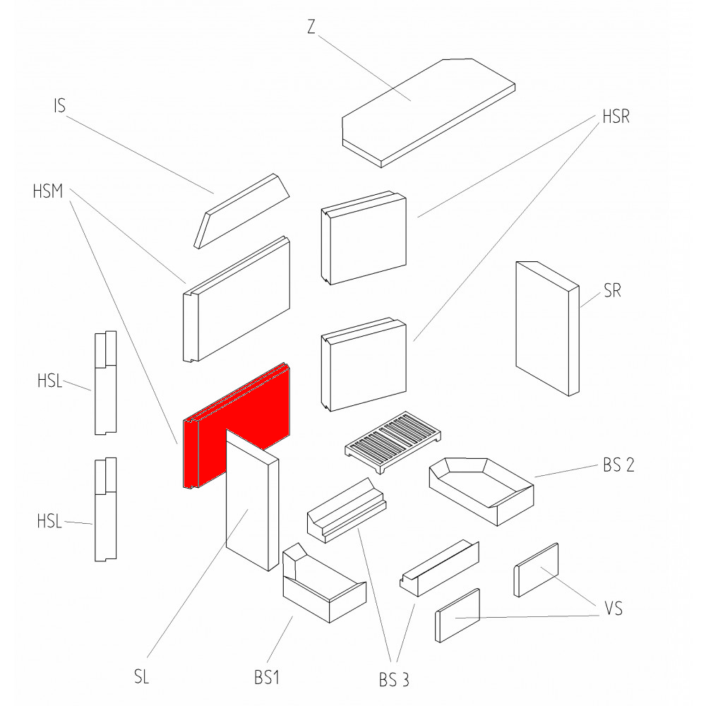 Haas+Sohn Genua Rückwandstein unten Brennraumstein Haas+Sohn Genua Rückwandstein unten Brennraumstein