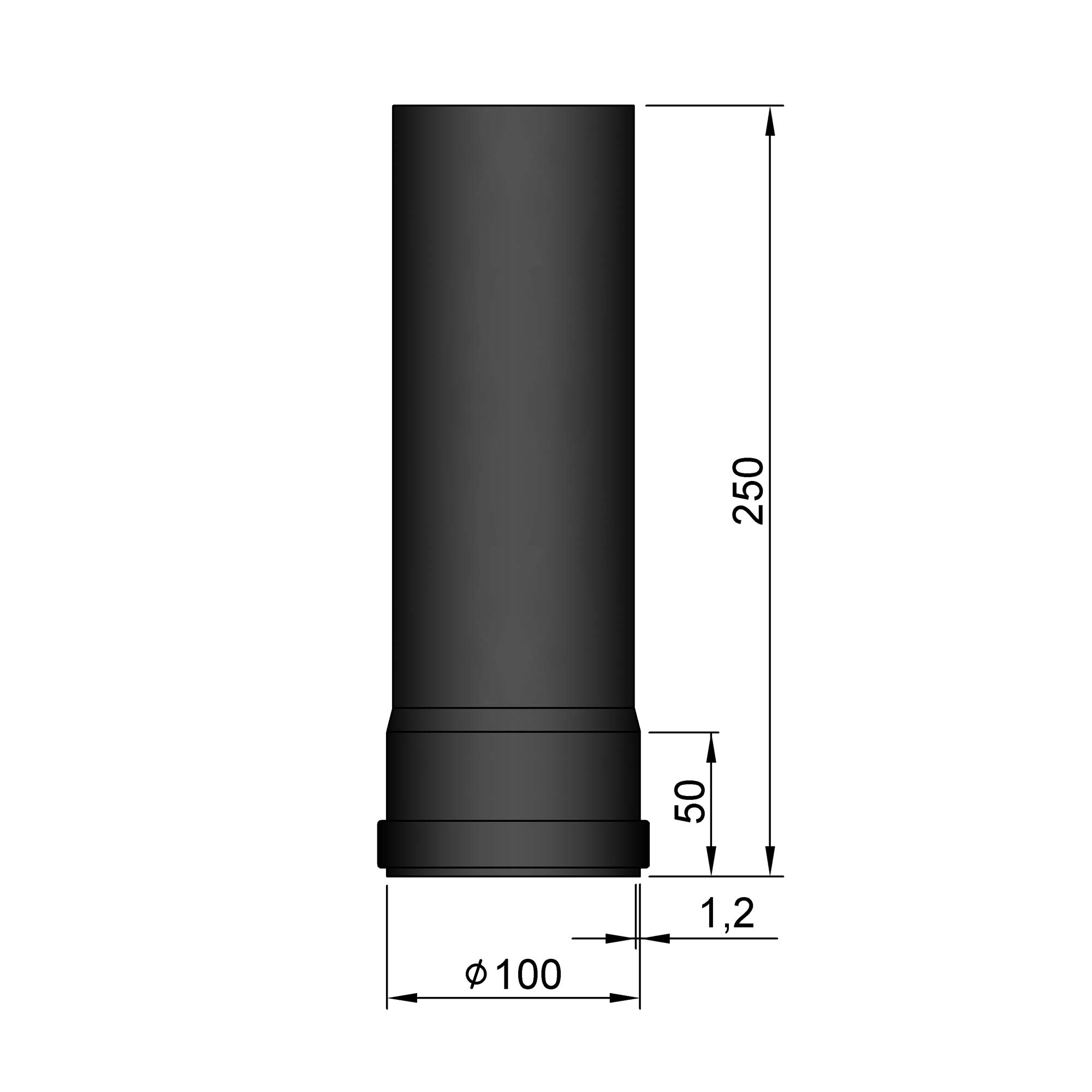 Pellet-Ofenrohr Stahl 250 mm schwarz SM19-110.1