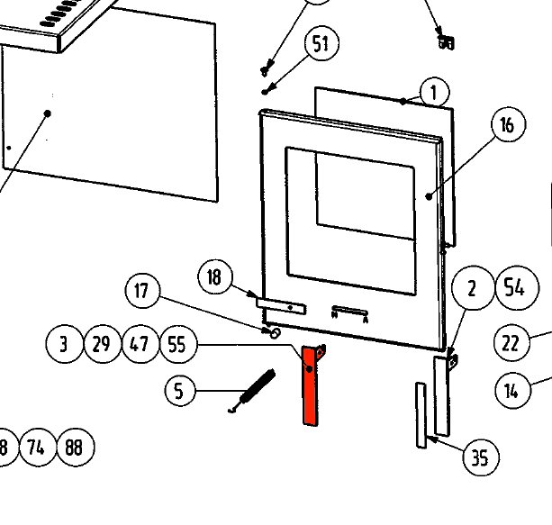 Wamsler Zürich dørhåndtag brændkammerdør Wamsler Zürich dørhåndtag brændkammerdør