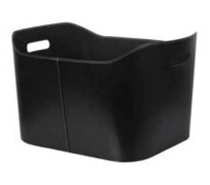 Holzkorb aus Kunstleder, schwarz