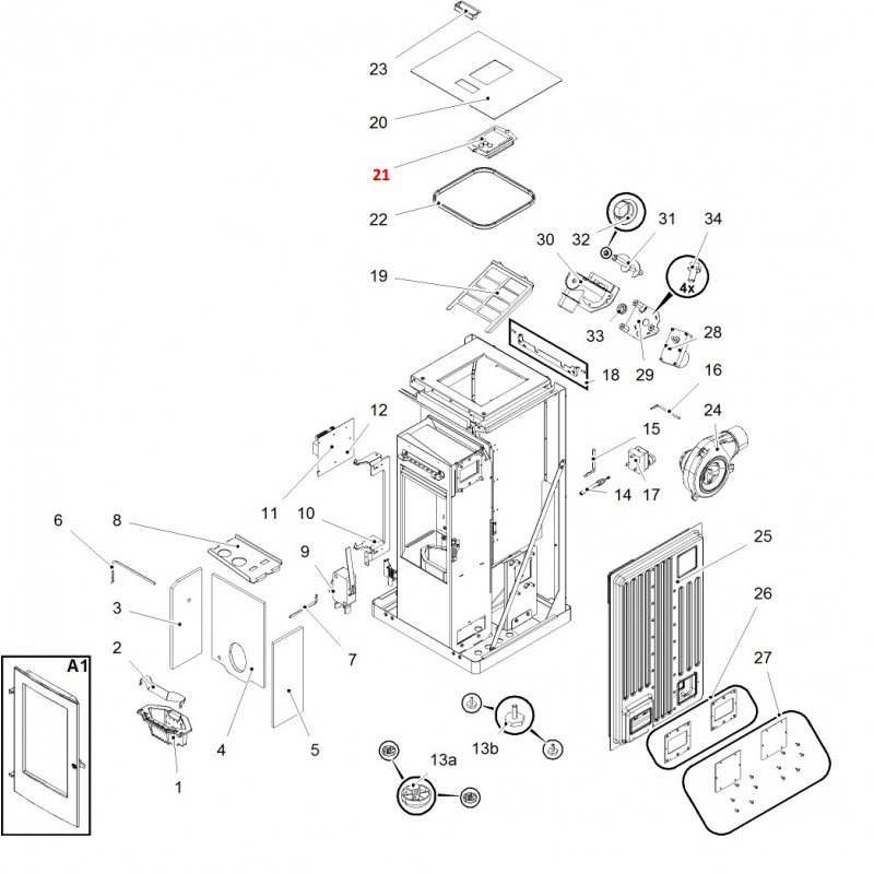 Haas-Sohn Pelletto III 434.08 panel obsługi