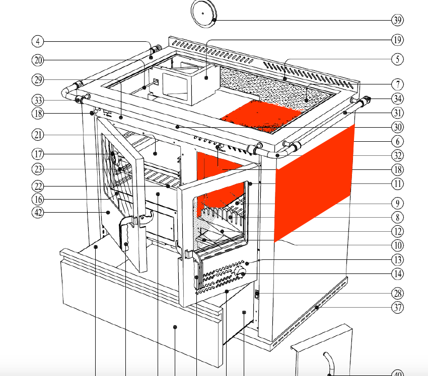 Wamsler K134F/A revêtement de chambre de combustion B