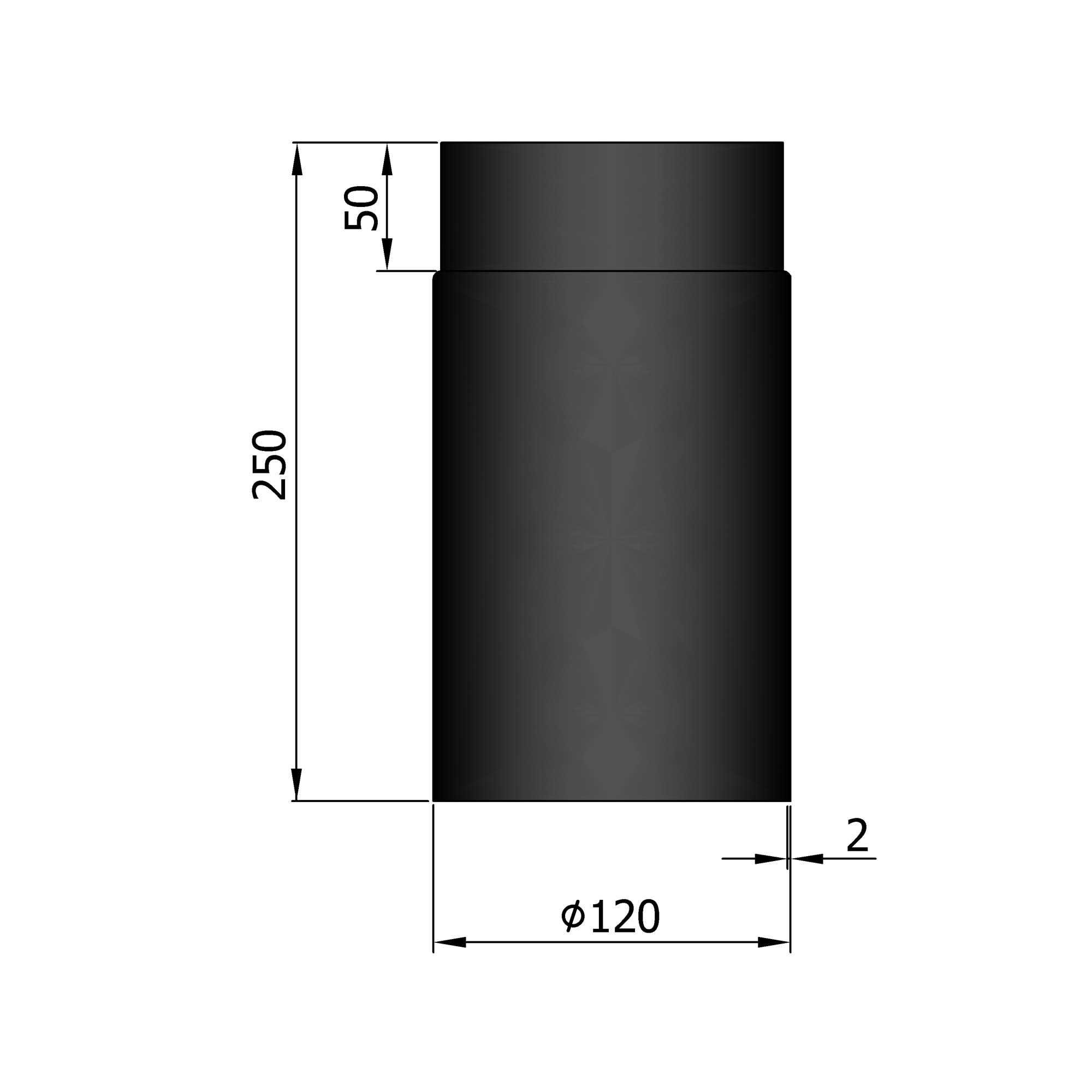 Rauchrohr 250 mm schwarz SM12-110