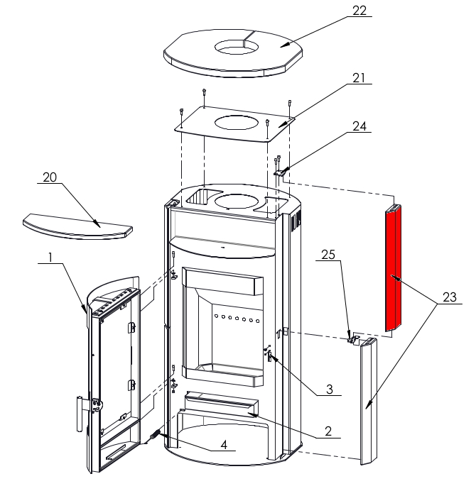 Fireplace Prag rivestimento laterale a destra in alto Fireplace Prag rivestimento laterale a destra in alto