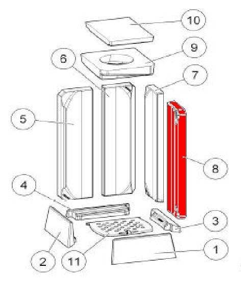 Austroflamm Slim 2.0 cegła tylnej ściany z prawej strony A Austroflamm Slim 2.0 cegła tylnej ściany z prawej strony A