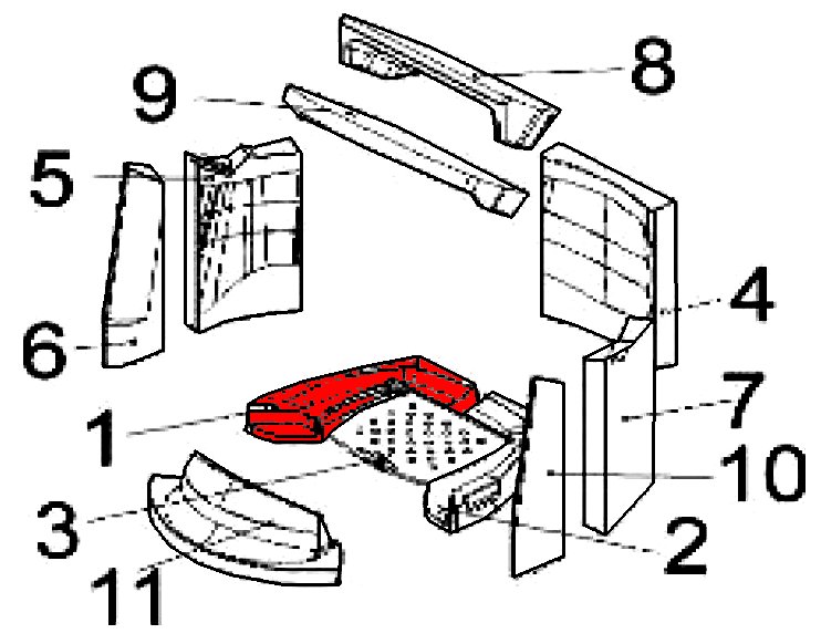 Austroflamm Vogue Bodenstein links Feuerraumstein Austroflamm Vogue Bodenstein links Feuerraumstein