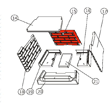 Austroflamm Fireplace 2 ladrillo de la pared trasera B