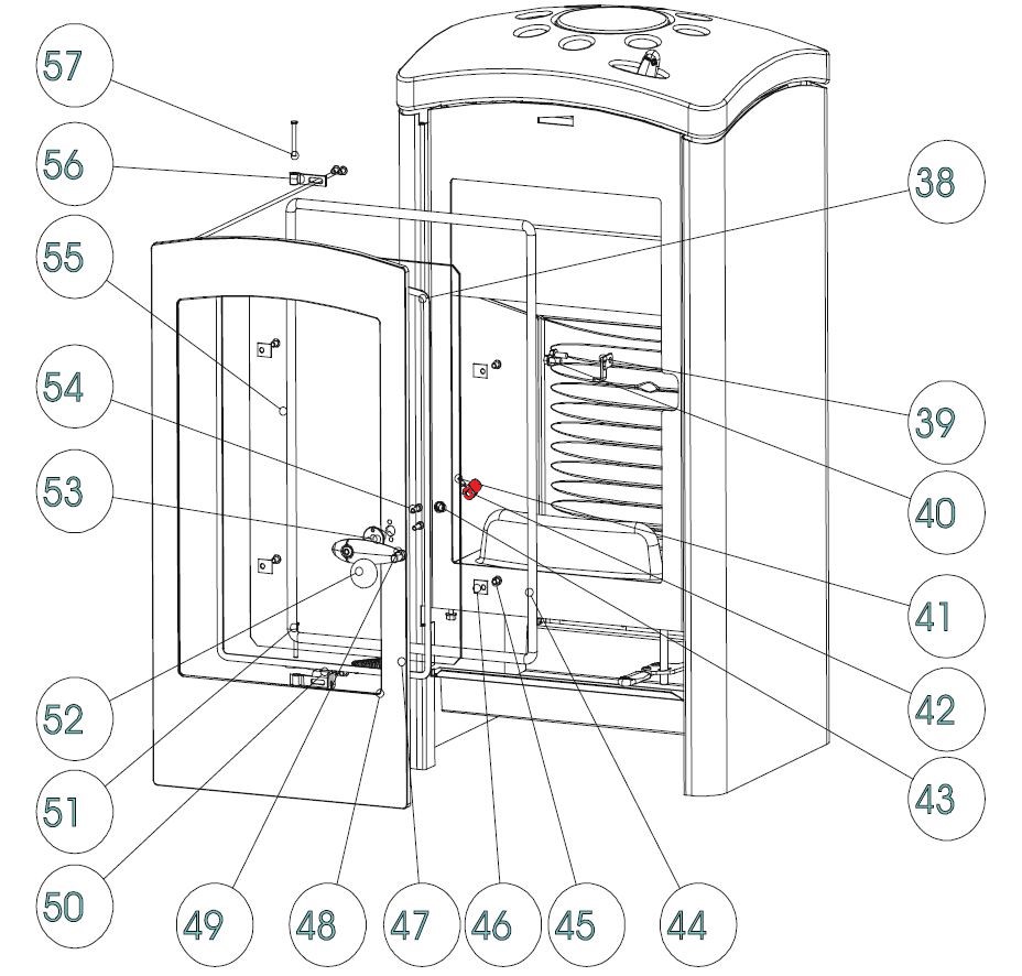 Austroflamm Spark nasello di chiusura impugnatura sportello focolare