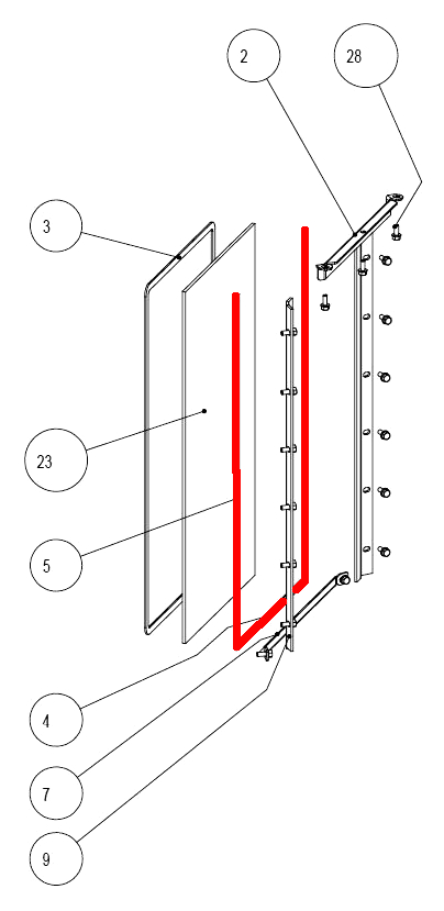 Austroflamm Glass joint d’étanchéité gauche support de vitre Austroflamm Glass joint d’étanchéité gauche support de vitre
