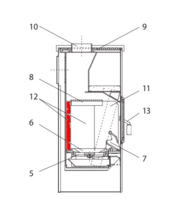 Wodtke Topolino Rückwandstein links Schamottestein Wodtke Topolino Rückwandstein links Schamottestein