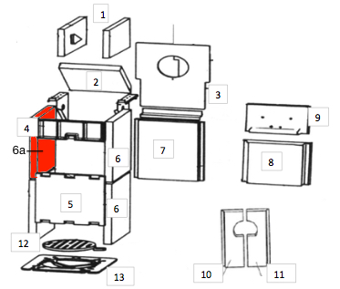 Wamsler Calor F cegła boczna z lewej strony centralnie A Wamsler Calor F cegła boczna z lewej strony centralnie A