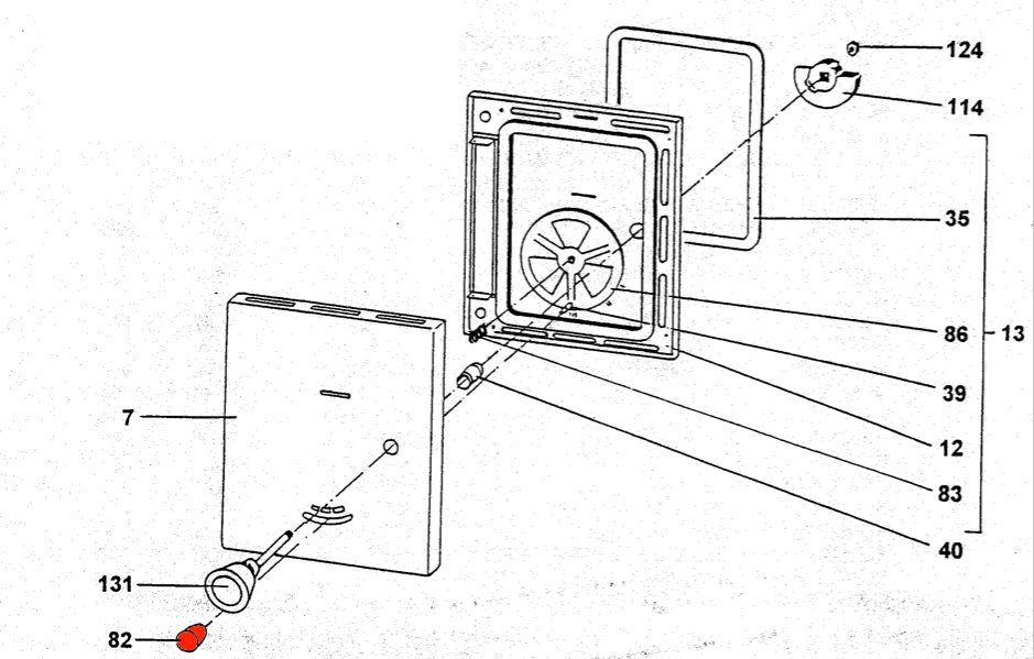 Wamsler K150 poignée de porte porte de cendrier