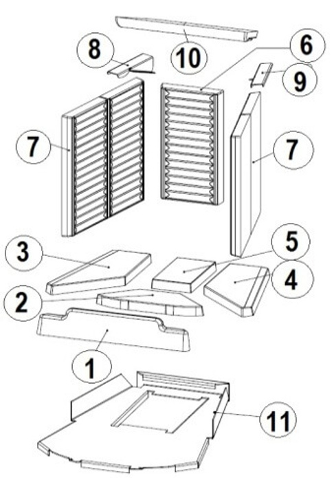 Austroflamm Kadmus 550/510 kit de transformation revêtement de chambre de combustion A Austroflamm Kadmus 550/510 kit de transformation revêtement de chambre de combustion A