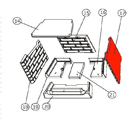 Austroflamm Fireplace 2 cegła boczna z prawej strony B Austroflamm Fireplace 2 cegła boczna z prawej strony B