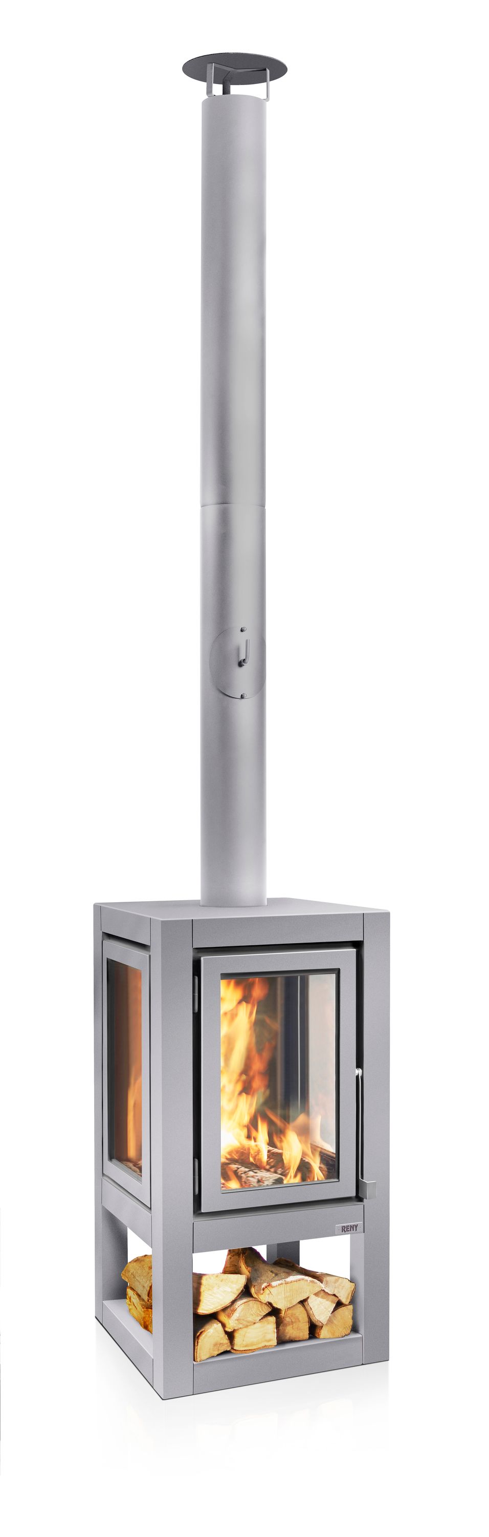 Terrassenkamin Cortenstahl RB73 QUARUBA XXL MOBILE – edelstahl SMQuarubaXXLm-E