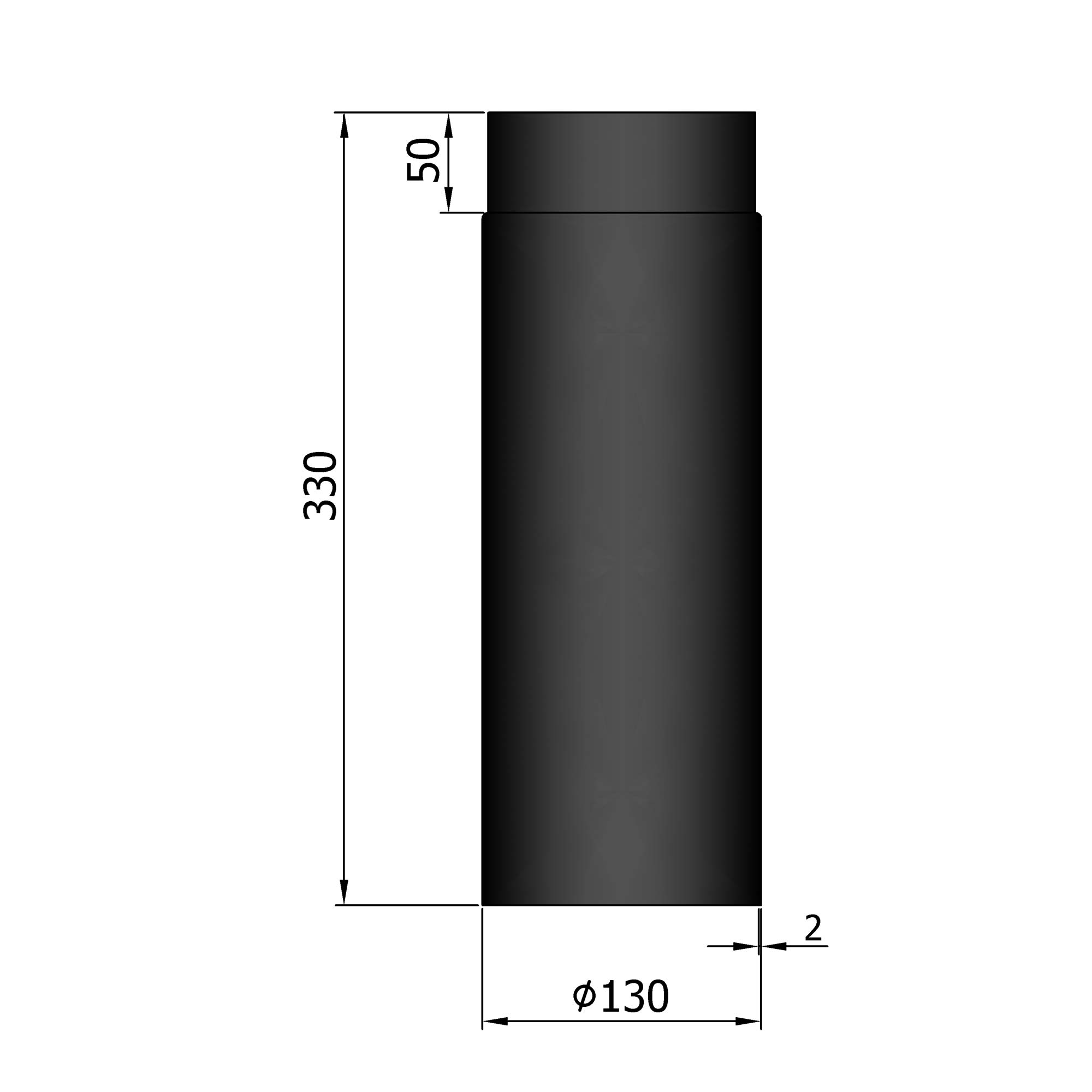 Rauchrohr Stahl 330 mm schwarz SM13-114