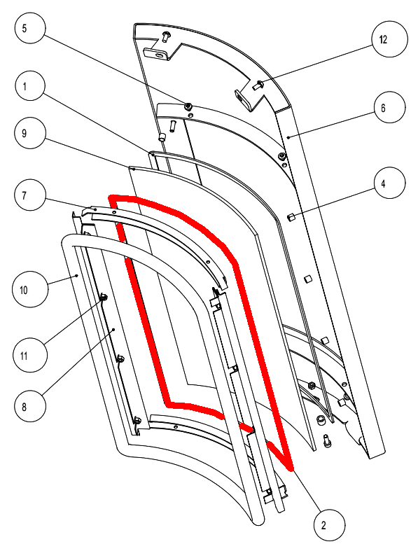 Austroflamm Pi joint d’étanchéité gauche support de vitre Austroflamm Pi joint d’étanchéité gauche support de vitre