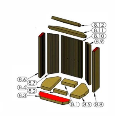 Oranier Clio 7 Bodenstein vorne mittig Vermiculitestein Oranier Clio 7 Bodenstein vorne mittig Vermiculitestein