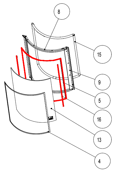 Austroflamm Pi joint d’étanchéité milieu support de vitre kit Austroflamm Pi joint d’étanchéité milieu support de vitre kit
