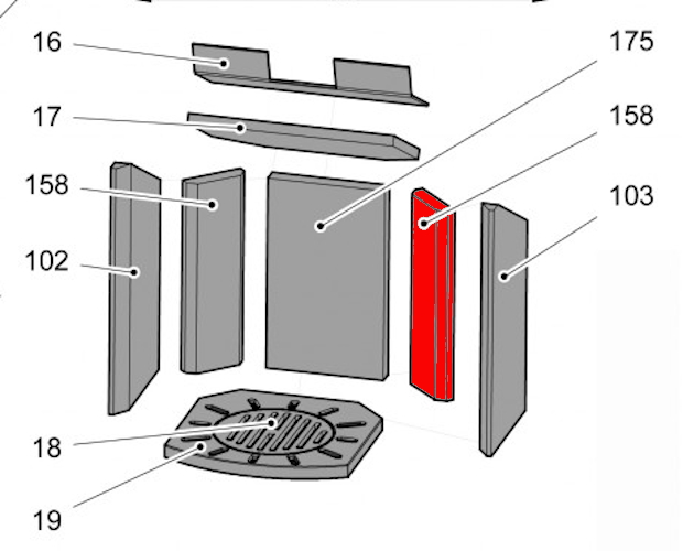 Haas+Sohn Kuopio II 265.17 Seitenstein rechts hinten Schamottestein Haas+Sohn Kuopio II 265.17 Seitenstein rechts hinten Schamottestein