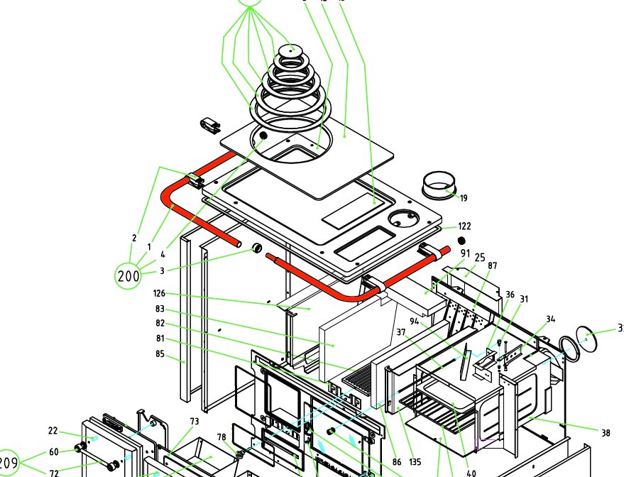 Wamsler K185F/A komfurstang sæt Wamsler K185F/A komfurstang sæt