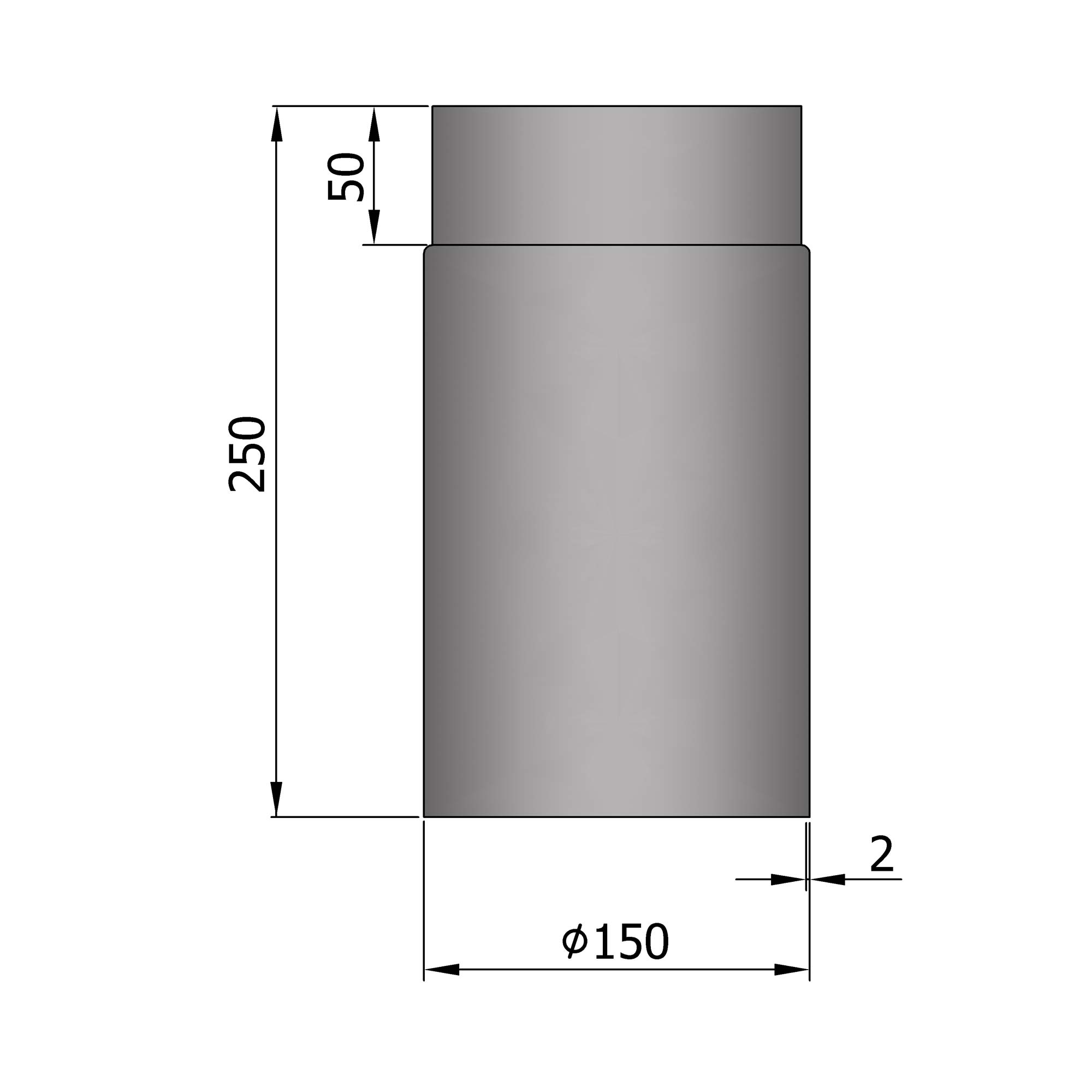 Rauchrohr Stahl 250 mm hellgrau