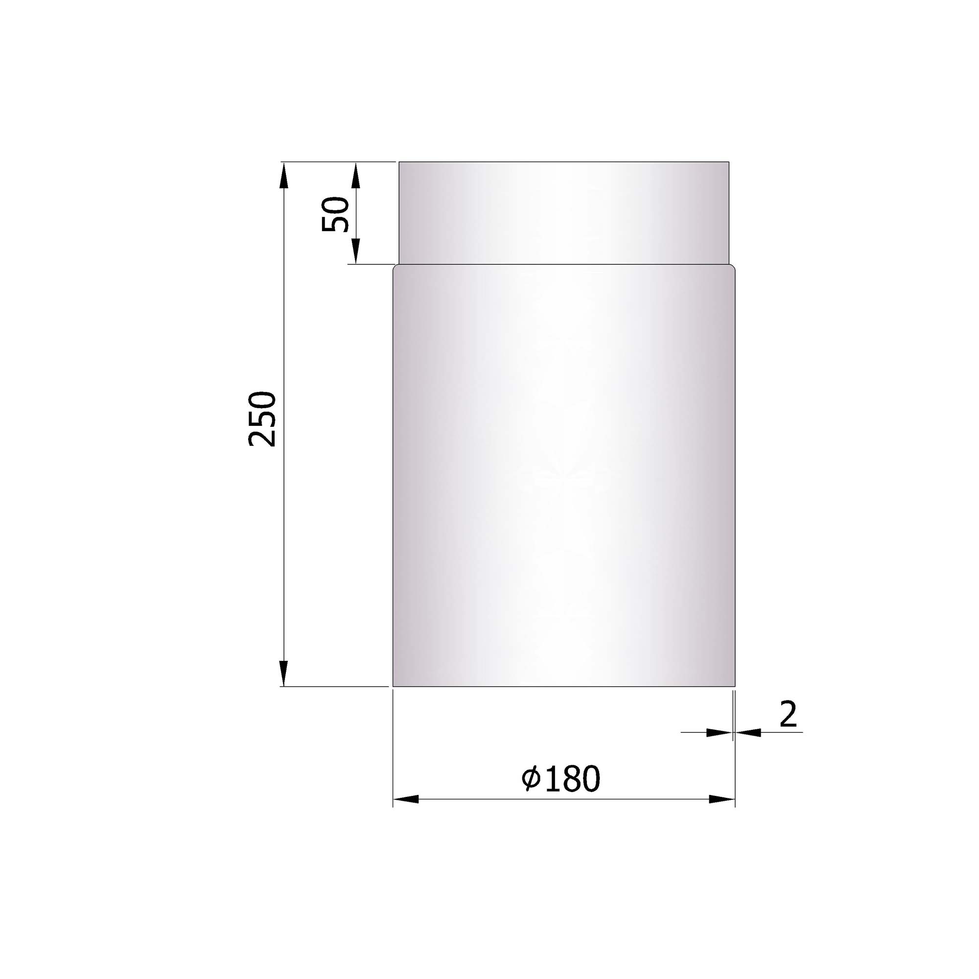 Rauchrohr 250 mm unlackiert SM26-110.1